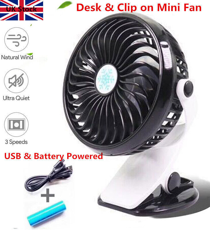 USB Battery Oscillating Clip On Fan Desk Baby Stroller Portable Air Cooling Fans