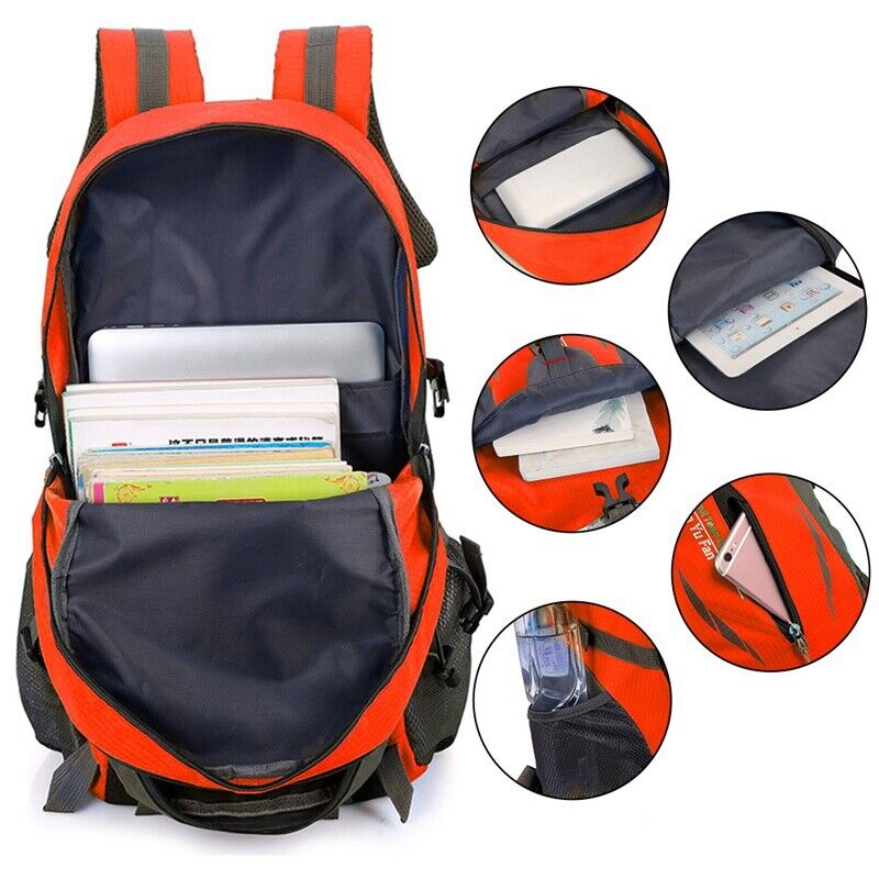 40L Waterproof Large Backpack Camping Hiking Walking Outdoor Travel Rucksack Random Color