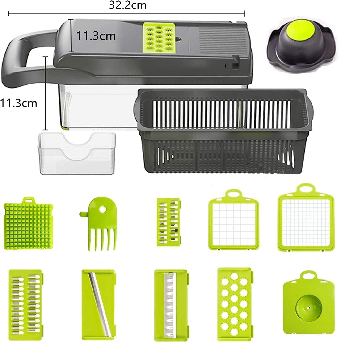 Vegetable Chopper 14 In 1 Mandoline Slicer Multi-Function Kitchen  7 Replaceable Stainless Steel Vegetable Cutter With Egg Separator Hand Guard Julienne Grater For Onion Potato Fruit