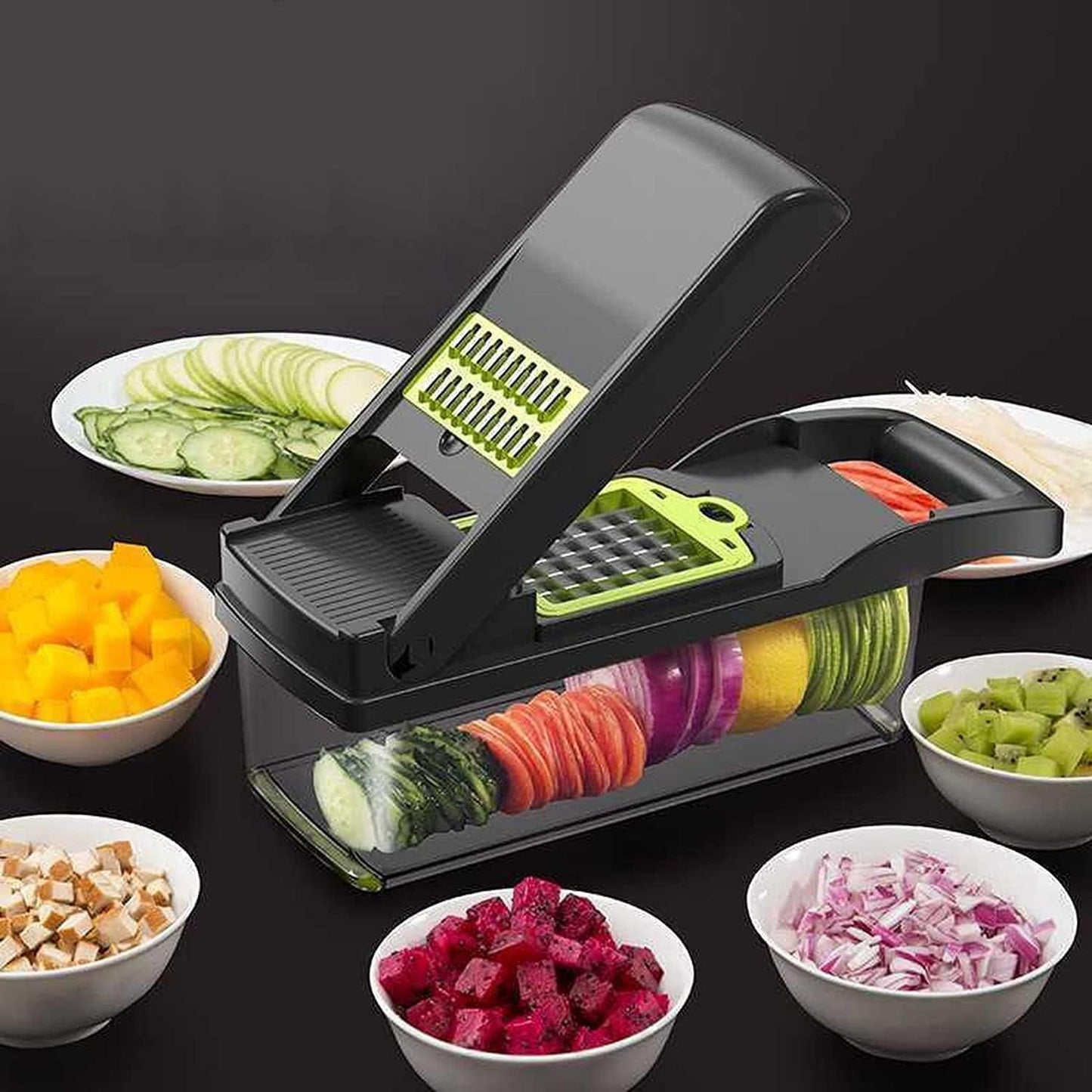 Vegetable Chopper 14 In 1 Mandoline Slicer Multi-Function Kitchen  7 Replaceable Stainless Steel Vegetable Cutter With Egg Separator Hand Guard Julienne Grater For Onion Potato Fruit