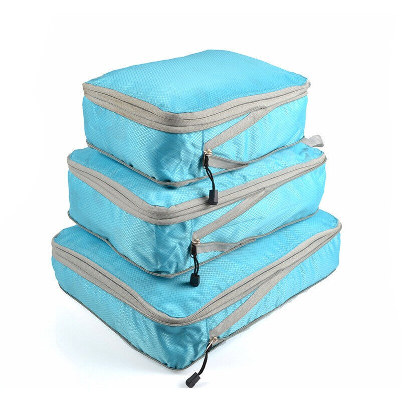 3Pcs Compression Packing Cubes Expandable Storage Travel Luggage Bags Organizer Random Color