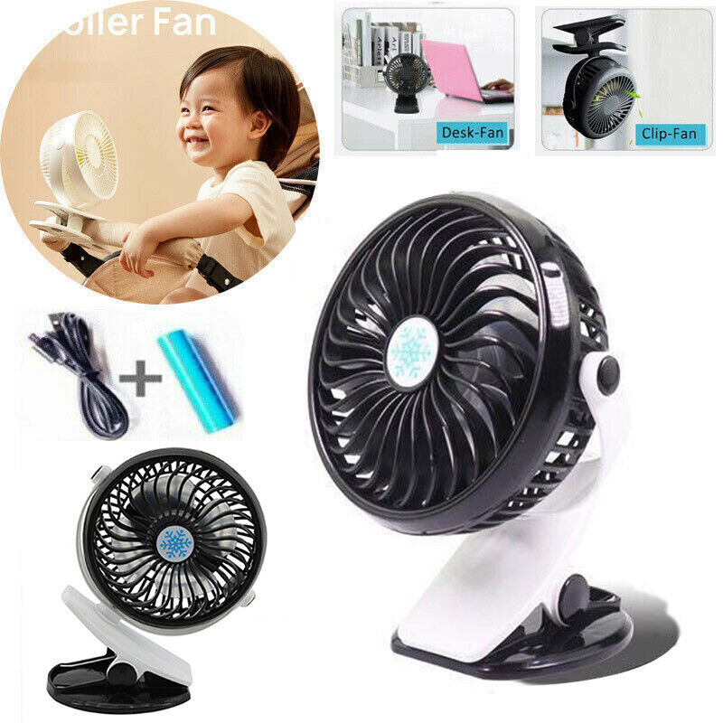 USB Battery Oscillating Clip On Fan Desk Baby Stroller Portable Air Cooling Fans