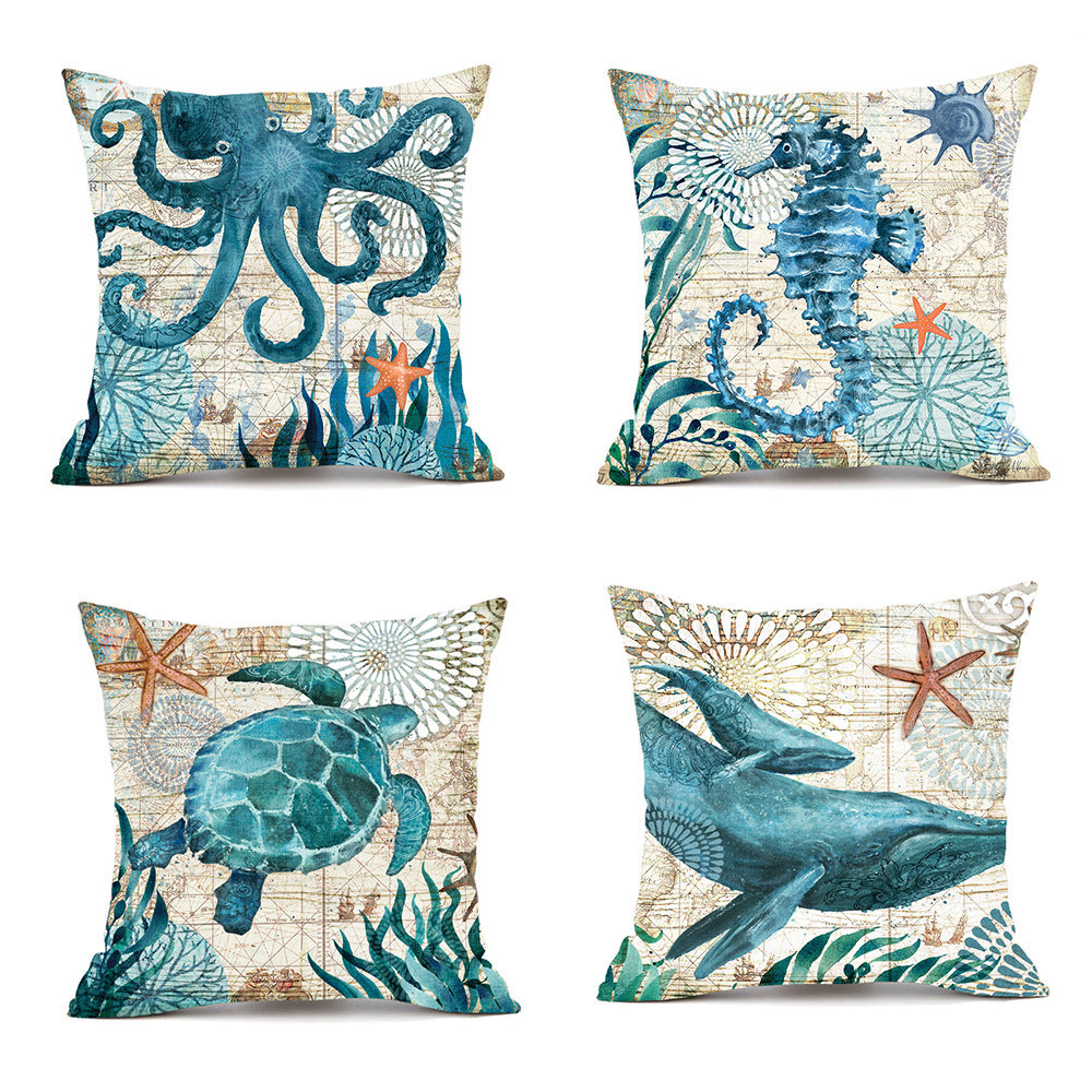 Covers Sea Printed Throw Pillow Cases