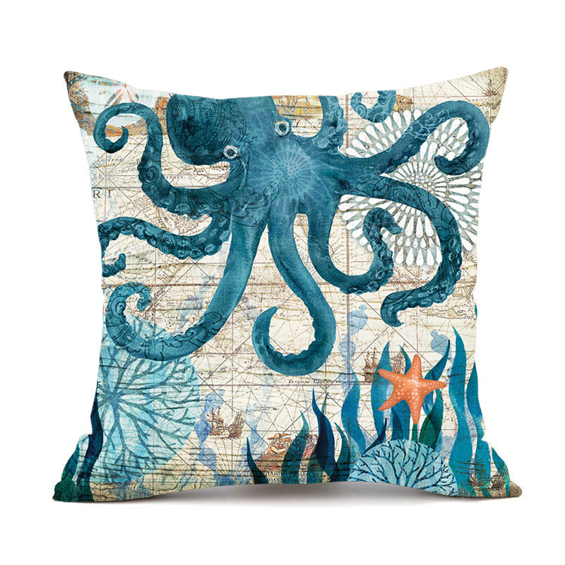 Covers Sea Printed Throw Pillow Cases