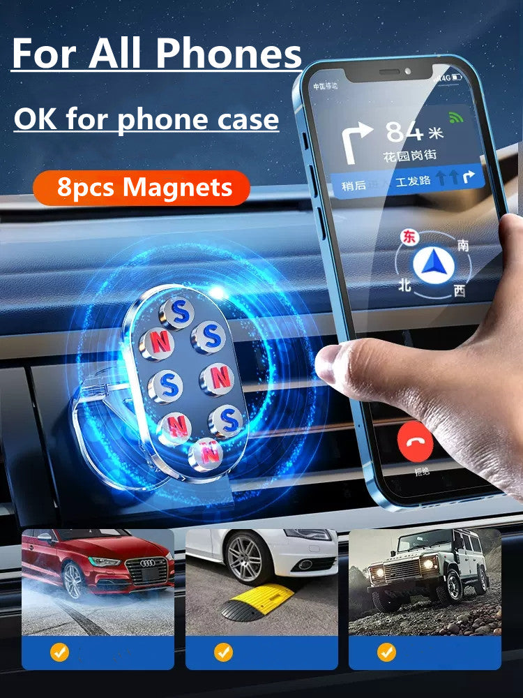 Metal Magnetic Car Phone Holder, Rotatable, Foldable Universal Mobile Phone Magnet Mount