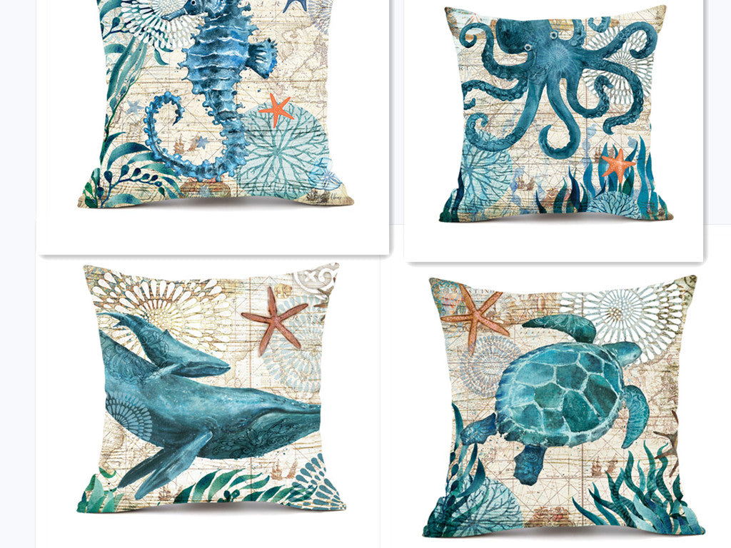 Covers Sea Printed Throw Pillow Cases