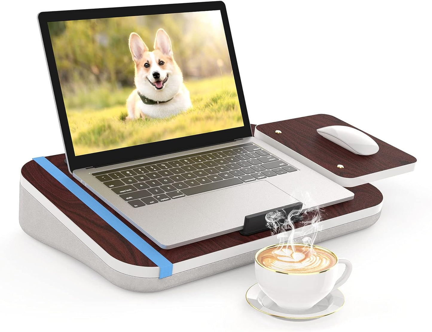 Lap Desk With Cushion, Tablet Holder And Detachable Mouse Tray, perfect for Laptops