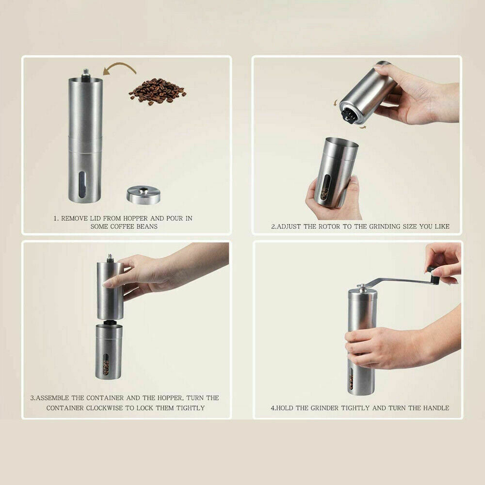 Coffee Grinder Steel with Ceramic Burr Bean Mill