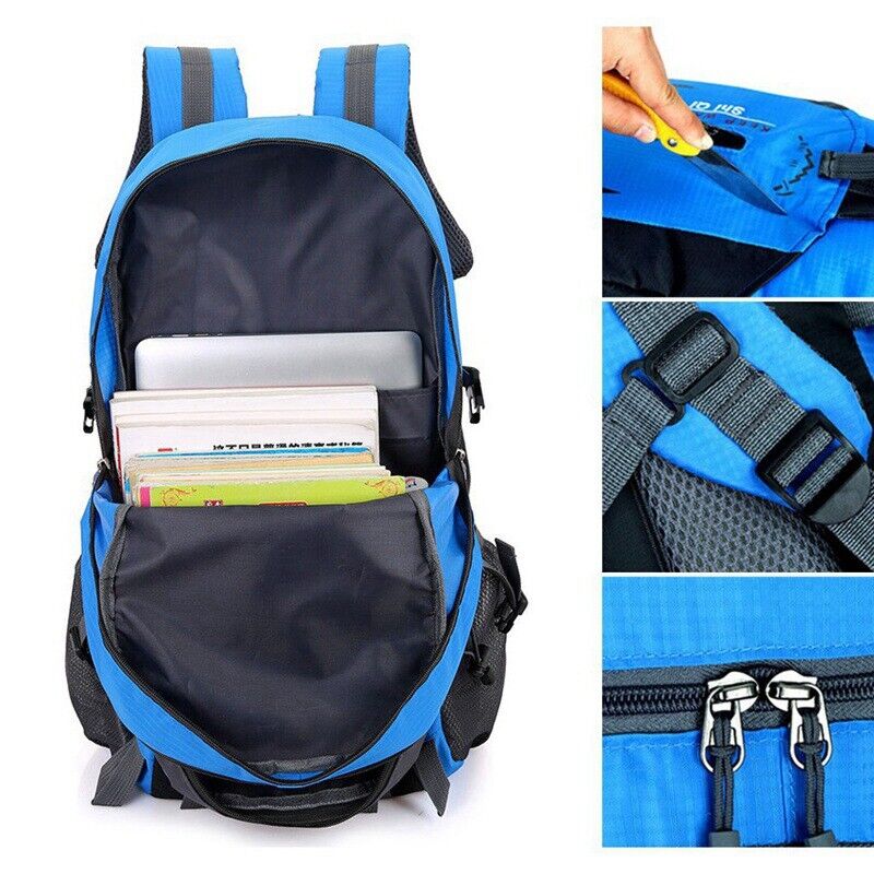 40L Waterproof Large Backpack Camping Hiking Walking Outdoor Travel Rucksack Random Color