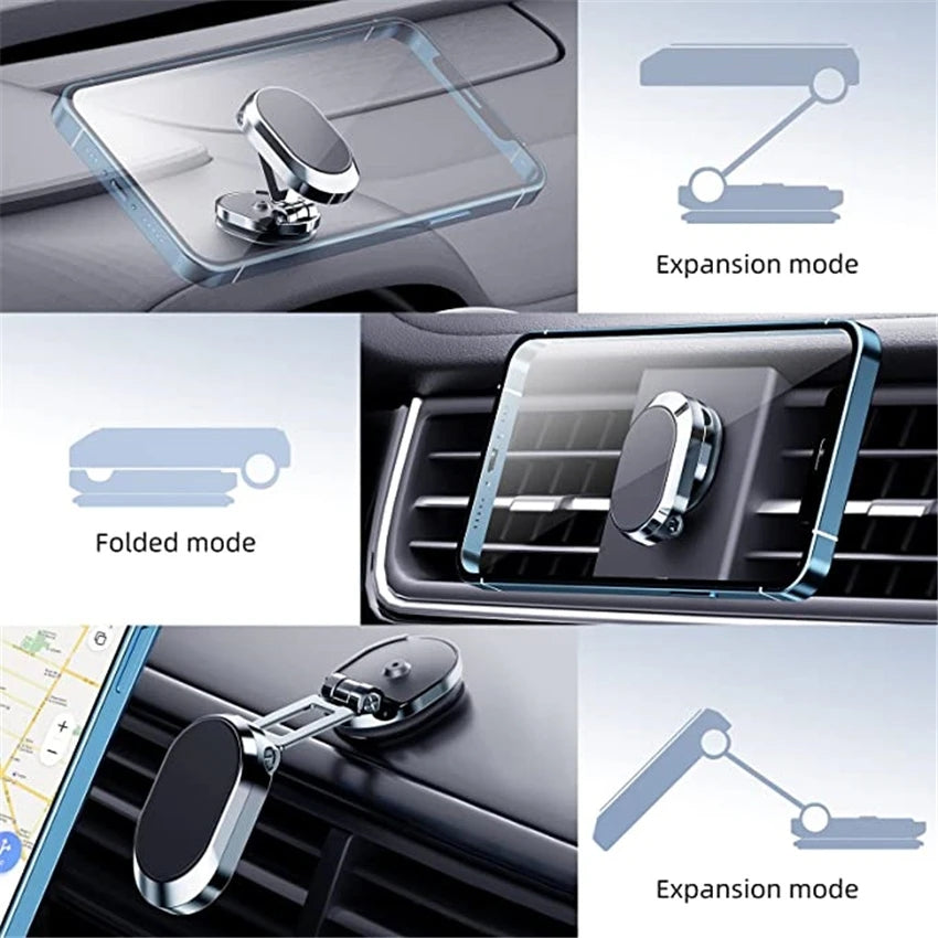 Metal Magnetic Car Phone Holder, Rotatable, Foldable Universal Mobile Phone Magnet Mount