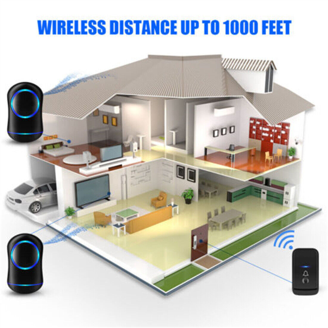 Wireless Waterproof Long Range Plug In Cordless Doorbell