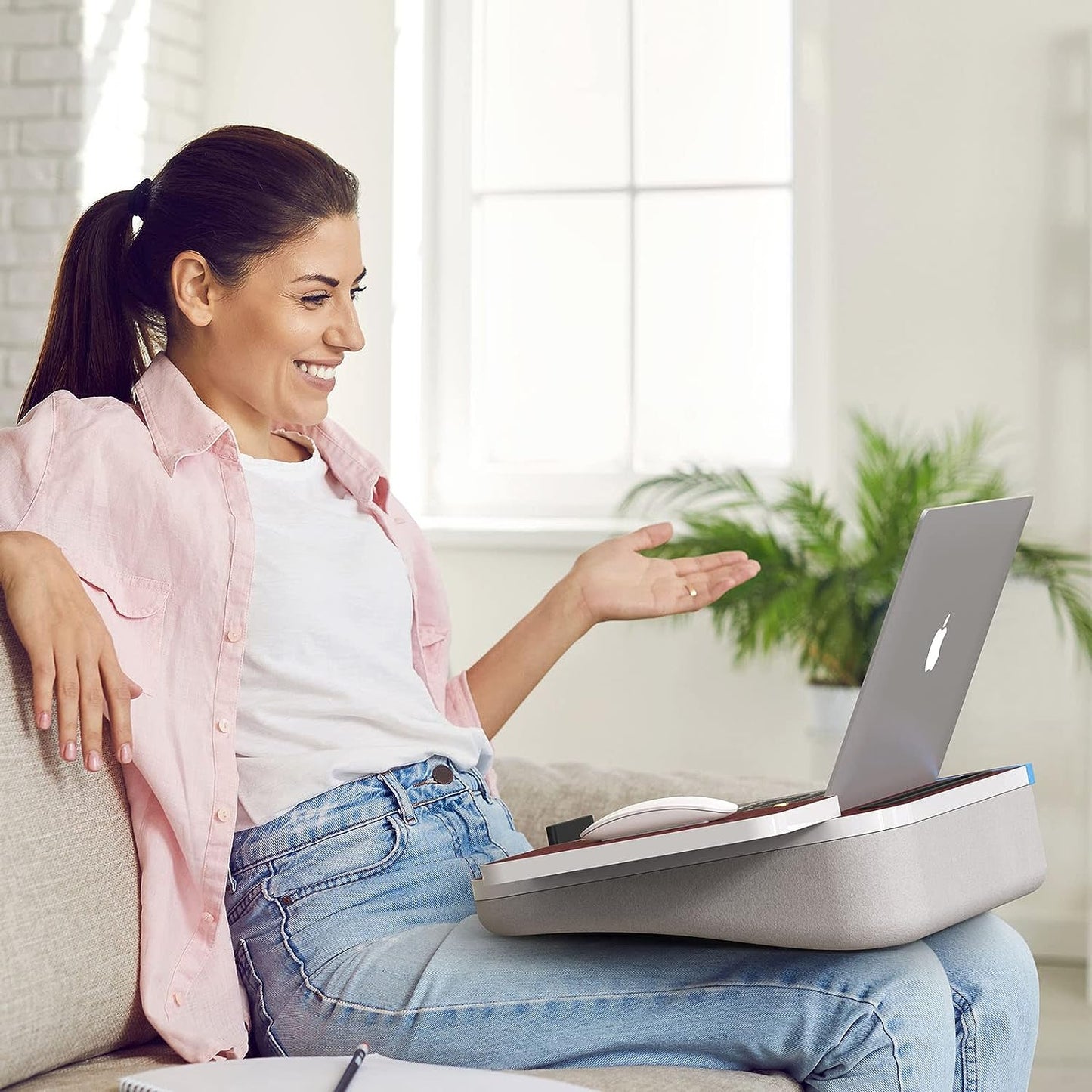 Lap Desk With Cushion, Tablet Holder And Detachable Mouse Tray, perfect for Laptops